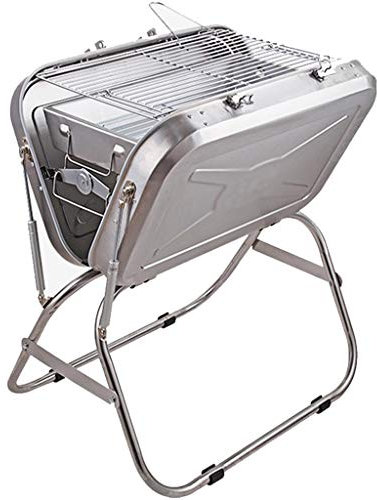 Gril À Charbon En Forme De Valise Portative Extérieure, Barbecue Pliable De Camping De Voyage, Snap Pour Fixer Le Corps Du Four, Convient Pour 6-8 Personnes ( Color : Silver , Size : 59.5*43*66cm )