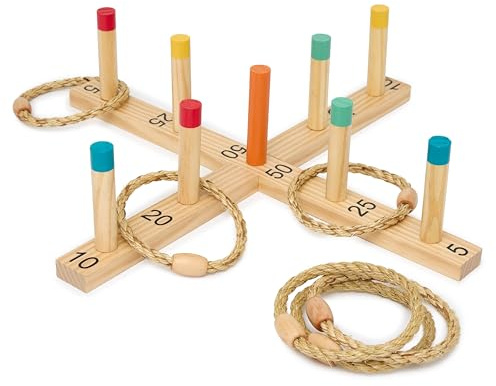 Miniland Mind & Move Ring Challenge - Motorisches Wurfspiel mit Ringen, Holzbasis und Naturseil-Ringe, fördert Gleichgewicht, Zielgenauigkeit und Koordination, therapeutisch für Erwachsene