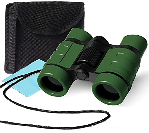 Kids' Compact Green Binoculars - Outdoor Exploration Kit, Age 3-12, Shockproof, Perfect for Bird Watching, Hiking, Camping, Travel & Learning