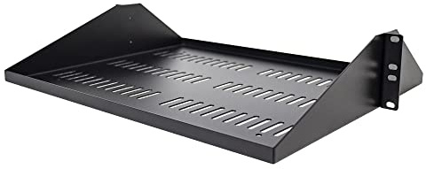 StarTech 2HE Belüftete Rack Ablage, Zentriert, 91kg (SHELF-2U-14-CENTER-V) | Fachboden, Mittenmontage, Perforiert, Freitragend, Universal, 200lb, 36cm