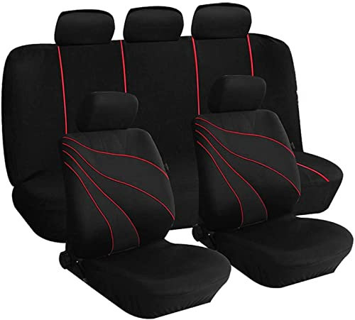 Susy Shop Fundas universales para coche de poliéster adaptables a todos los coches con asientos estándar, fundas con 2 cremalleras en los respaldos traseros – Modelo G (rojo)