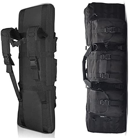 XVBVS Taktischer Gewehrkoffer, Outdoor-Camping-Gewehrtasche, Weich Gepolsterte Waffentasche, Schrotflintenkoffer, Jagdgewehrkoffer, Airsoft-Koffer, Waffentasche, Rucksack, Schießkoffer-Nero|| 140cm