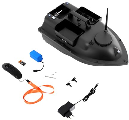 RibasuBB Bateau à appâts - Bateau de pêche RC - Appât avec 3 bacs à appâts - Sans fil - 500 m - RC - Bateau de pêche