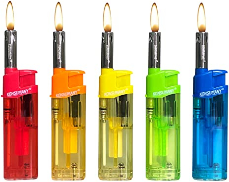 5 STK. KONSUMANY Stabfeuerzeug Gas Feuerzeug 12 cm Lang