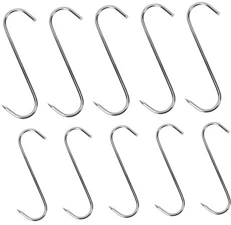Cabilock 10pezzi Ganci Per Lavorazione Della Carne in Acciaio Resistente Ganci s Per Pancetta e Affumicatore Durevoli e Sicuri Per Appenditura e Organizzazione