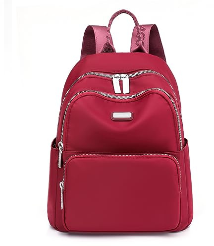 JIANLINST Rucksack Damen Klein Schulrucksack Cityrucksack Leichtgewicht Wasserdicht Reiserucksack Casual Daypack Burgund