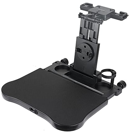 Mulcort Verstellbarer Autositz-Reisetisch, multifunktional, faltbar, Auto-Rücksitz, Essenstablett, Autotisch mit Handyhalter zum Arbeiten, Schreiben, Essen, Schwarz