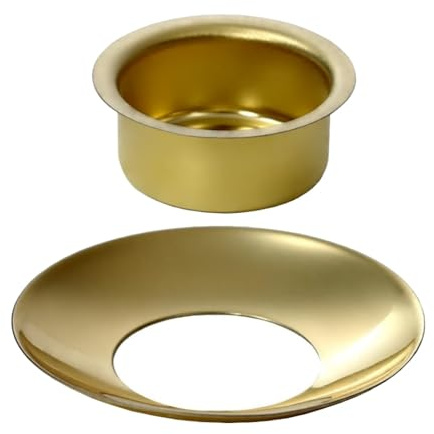 Kerzenhalter Messing 10-22mm - Tüllen und Tropfenfänger Messing - einzeln oder als Set für 10mm, 12mm, 14mm, 17mm, 20mm und 22mm Kerzen, Größe:14mm Set - Tülle + Fänger, Anzahl:25 Stück