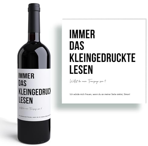 Trauzeuge I Personalisiertes Weinetikett I Hochzeit I Geschenk I Weinlabel I Bräutigam I Hochzeitsplanung I Junggesellenabschied