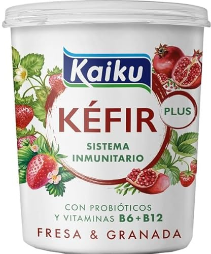 (6 Unidades de 350g.) KAIKU Kéfir con probióticos, vitaminas B6 y B12 (FRESA Y GRANADA)
