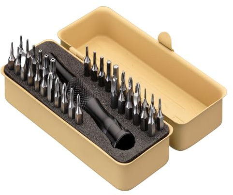 KESI Tool Torx Bit Set 35-Piece, 2 In-1 Bits Ratchet, Flex Locking Head Design with 34-piece Precision S2 Bits Magnetic Bit Holder and Compact Paint Metal Case, Multi-function