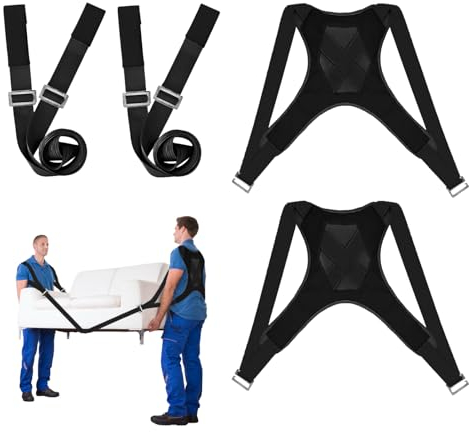 Tragegurte Umzug Kit Tragegurt für 2 Personen mit Schwamm-Weste, 800kg Hebegurt Umzugshelfer, Multifunktionaler Hebegurt für Möbel & Geräte, Möbeltragegurte Möbeltransport (Schwarz)