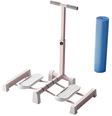 Pinkfarbenes Beintrainingsgerät, Cardio-Trainer, langlebiges Ganzkörpertrainingsgerät mit Matte und verstellbaren Stangen, interessantes Ski-Trainingsgerät