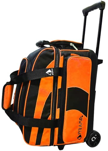 Pyramid Deluxe Bowlingtasche mit 2 Rollen und großem separaten Schuhfach (bis zu 2 Paar Schuhe) und Zubehörtaschen, Stabiler quadratischer Griff, ausziehbar auf 101,6 cm, Profi-Optionen erhältlich