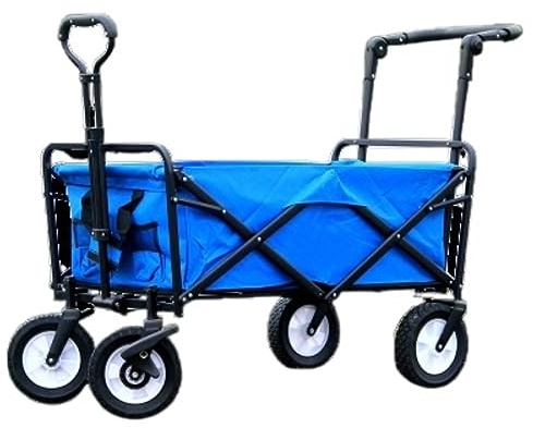 ANIIC Bollerwagen Faltbar Gartenwagen Outdoor-Einkaufswagen, Zusammenklappbarer Einkaufswagen, Gepäckwagen Auf Rädern, Einkaufswagen, Mehrzweckwagen Handwagen Strandwagen (Color : Blue)