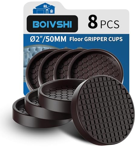 Ø 50mm Furniture Gripper，Non Slip Pads， Sofa Feet Pads，Thick Rubber Furniture Coaster，Heavy Duty Cushions，Prevent Scratches & Damage Hardwood Floor Bed，Chair Protectors, 8 Pcs Round Brown