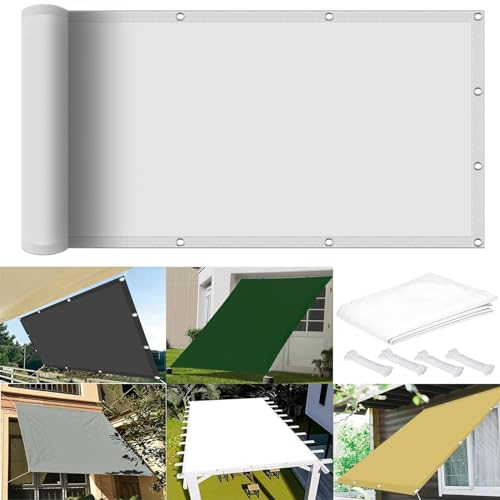 Sonnensegel Sonnenschutz Garten Rechteckig 4 x 5 m 98% UV Schutz Sonnensegel Terrassenüberdachung mit Ösen Und Kordel,Ohne Bohren für Garten Balkon Terrasse Camping, Weiß