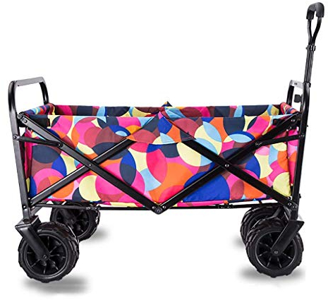 CCYENG Lagerwagen, zusammenklappbarer Gartenwagen, robuster Wagen, multifunktionaler Einkaufswagen für den Außenbereich, Camping, Strand, Supermarkt mit 4 Rädern, Trag