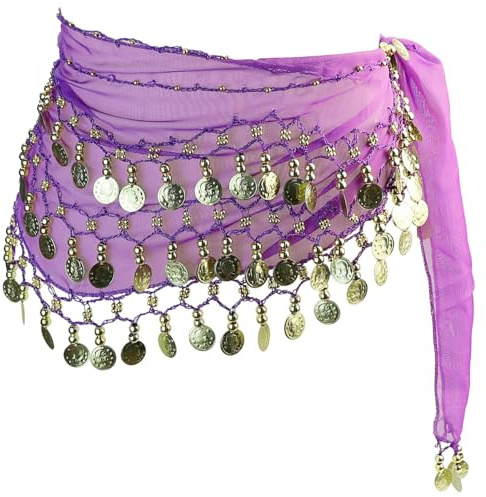 FERCAISH 1 Stück Damen Bauchtanz Hüfttuch, Tanztuch mit Münzen, Chiffon Hüfttuch, Bauchtanz Münztuch, Bauchtanz Kostüm Münzgürtel, für Bauchtanz Lateinamerikanische Tänze