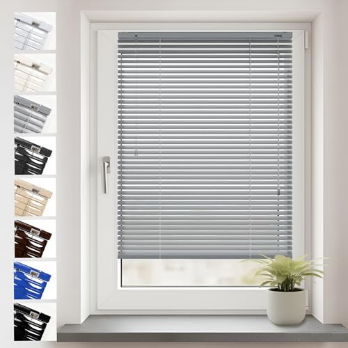Sonello Aluminium Jalousien Fenster Ohne Bohren 40x220cm Silber Klemmfix | Blickdicht, Sichtschutz, Sonnenschutz für Fenster/Türen, Schalosien, Montage mit und ohne Bohren, Jalousien mit Klemmklips