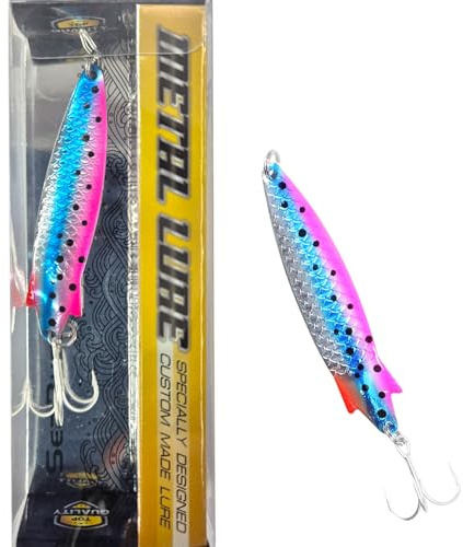 SEABUZZ Intermitente asimétrico 22 g/7,5 cm – Lucio perca lucioperca – Señuelo de pesca con anzuelos triples – Cuchara de metal duro – Spinner Pesca Sport Set – Angel Spoon – Señuelo de lucio –