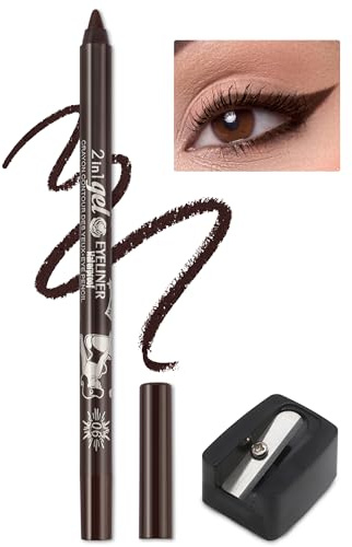 Jutqut Brun gel eyeliner matta, kajal vattentät, krämig slät | Hållbar torkbeständig, högpigmenterad, lätt att använda, smooth, med pennvässare, makeup för kvinnor