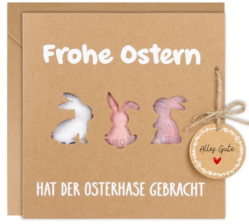 BETESSIN Geldgeschenk Ostern - Osterkarten mit Umschlag - Kreative Verpackung für Geldgeschenke im Osterhasen Stil - Originelle Ostern Geschenke für Kinder & Erwachsene