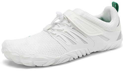 SAGUARO Chaussures de Trail Homme Femme Été Chaussures de Course Respirant Antidérapant Chaussures Barefoot Minimalistes pour Extérieur Sport Blanc Brouillard 44 EU