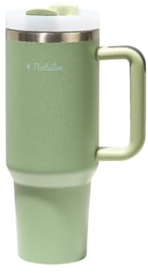 Natulim Vaso Térmico 1 L - Termo de Acero Inoxidable para Café, Té y Bebidas Frías - Ideal para Oficina, Deporte y Viajes - Aislamiento Térmico, Zero Waste - Regalos Originales (Verde)