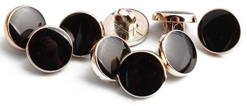 10 edle Kunststoffknöpfe 11mm (1,1cm), mit Emaille, schwarz rund Ösenknöpfe - zum nähen, annähen aufnähen Basteln und Dekorieren