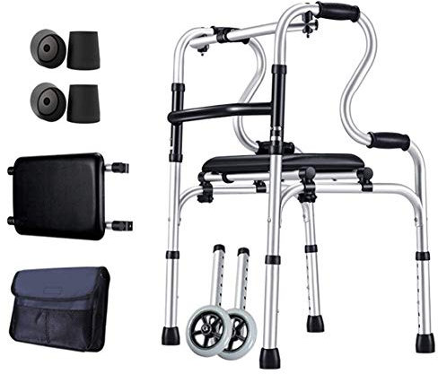 OLSKFUH Faltbarer Rollator, Rollator Walker, Faltbarer Senioren-Gehwagen Mit 2 Rädern, Außenstandard Für Ältere, Behinderte Und Sehbehinderte Benutzer, Gehwagen-Sharing