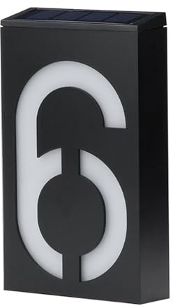Solar House -Nummer, Moderne Solaradresszeichenschild LED -Nummer Beleuchtete Adresse Plaque 1000mah Wiederaufladbare Beleuchtete Adressnummern 0 Bis 9 Nummer für Außenwandmontage (00) (1) (2) (3) (6)