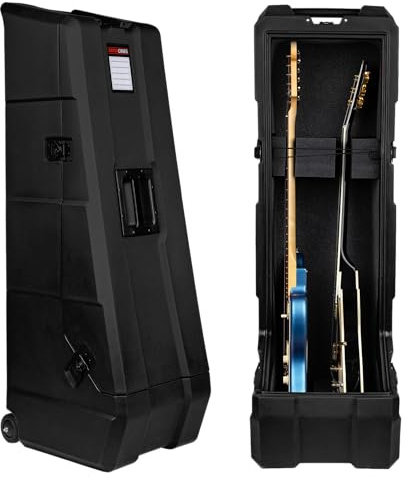 Gator Cases Mini Vault Case für 2 E-Gitarren – Roto-Molded, Eva-Polsterung, Stage-Rack-Funktion, Twist-Verschlüsse (GTR-MINIVAULT-E2R2), Schwarz