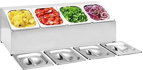 AJJHUUKI Gastronorm Porte-conteneur avec 4 GN 1/6 Pan Inox