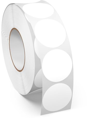Meitaat 1000 Pezzi Bollini Adesivi Rotondi Bianchi Colorati 25 mm Autoadesivi Etichette Circolari in Vinile e Impermeabili per Uffici e Magazzini