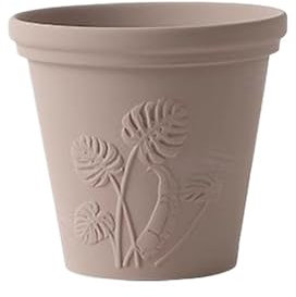 Blumentöpfe Runde Terrakotta-Blumentöpfe, Mokka-Farbe, Blumentopf mit Blattmuster, mit Drainagelöchern, Tisch-Pflanzgefäß, for Fensterbank, Wohnzimmer, Schlafzimmer für Kakteen und Sukkulenten