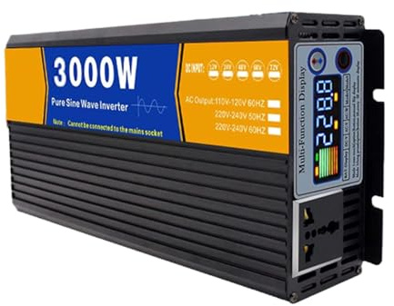 Inverter a onda sinusoidale pura da 3000 W, convertitore di potenza per auto da 12 V a 110 V/220 V con display LCD e prese CA per uso domestico, viaggi, campeggio, camper,Dc 12v,AC 220V 60Hz