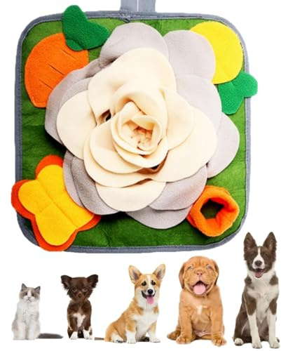 Snuffle Mat for Dogs,Dog Feeding Mat,Food Sniffing Feeding Mat,Puppy Slow Feeding Training Mat,Washable Interactive Dog Toy,Encourages Natural Foraging Skills for Puppy Small Dogs Pets (Beige grey)