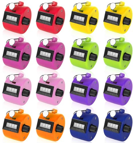 STARVAST 24PCS Handheld Clicker Counter, Plastic 4 Digit Mechanical Tally Counter, Pitch Palm for Counting Numbers Knitting Coaching Golf Lap Fishing School Sports Event, Assorted Color