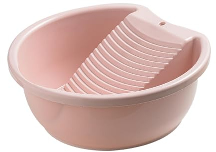 FJMQHU Waschschüssel Als Tragbarer Waschzuber Und Handwaschbecken mit Waschbrett Wäschewanne mit Zwei in Eins Funktion für Einfache Lagerung für Feinwäsche F, Rosa