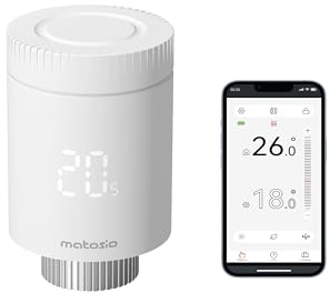 Matosio Tête Thermostatique Connectée et Intelligente AR331-WZ, Économie d'énergie, Thermostatique Zigbee pour radiateur, Commande par APP ou Commande Vocal (Alexa, Google Assistant)