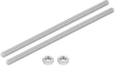 QUARKZMAN 2 Stück M8-1.25x200mm Vollgewindestangen Gewindestangen Stiftschrauben Mit Muttern 304 Edelstahl Lange Gewindeschrauben Hardware Für U-Bolzen Verankerung Klemmen Aufhänger Silber