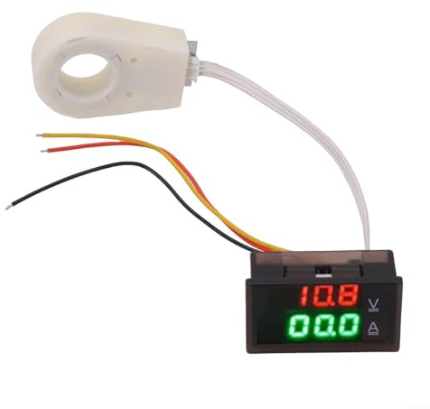 Gettimore Amperometro voltmetro Hall, voltmetro amperometro a doppio display con sensore Hall per il monitoraggio della tensione corrente nei sistemi di circuiti elettrici (50A)