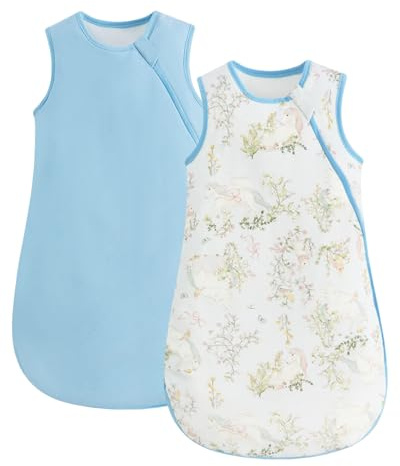 WYTbaby 2 Pack Baby Sleeping Bag 1.5 Tog 100% Cotton | Baby Sleep Sack Wearable Blanket for Infants 0-24 Months