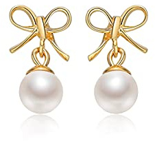 LNNSHX Pärlörhängen för kvinnor Pärlörhängen Pärlorhängen Pärlorhängen GSeawater Pearl 4,5-5 mm runda ljusa lyxiga rosettörhängen Pärl Dangle örhängen