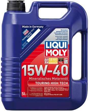 LIQUI MOLY Touring High Tech 15W-40 | 5 L | mineralisches Motoröl | Art.-Nr.: 1096, farblos
