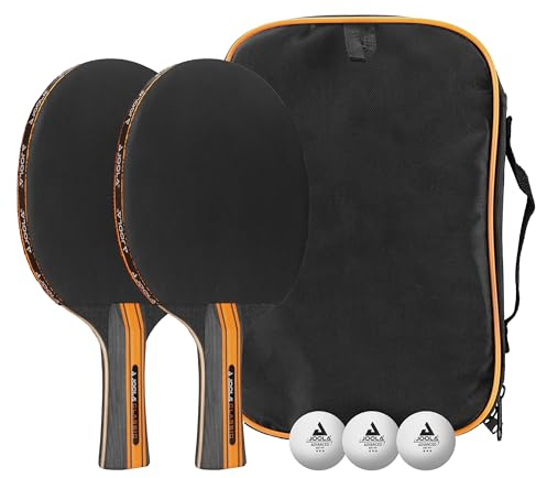 JOOLA Tischtennis Set Classic 2 Tischtennisschläger + 3 Tischtennisbälle + Tischtennishülle, schwarz, 6-teilig