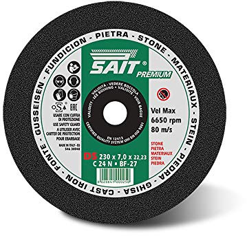 Sait 00025 PREMIUM-DS C 24 N Schruppscheibe mit Gekröptem Mittelteil, 230mm Durchmesser, 7mm Dicke, 22.23 Mittlere Bohrung, 5 Stück