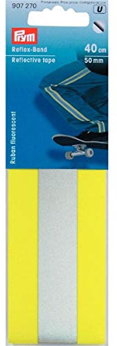 Prym 907270 Reflex-Band 50 mm selbstklebend gelb/Silber, Polyester-Mischgewebe