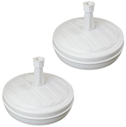Guaranteed4Less Parasol Umbrella Base Stand Sand Water Plastic Pole Garden Beach Patio Sun Shade (2 x White)